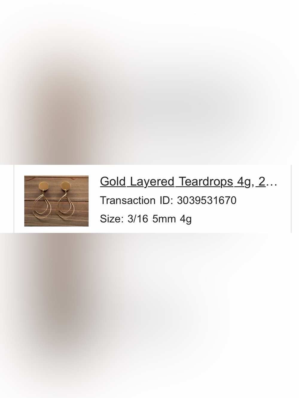 Gold layered teardrop gauge (4g) earrings